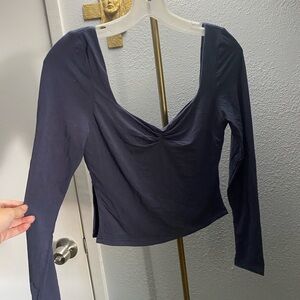 Chic Midnight Blue Long Sleeve Blouse